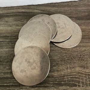 Vtg Elegant Silver Etched Coasters